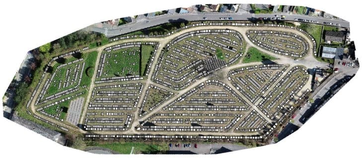 orthophotoplan de cimetière réalisé par photogrammétrie drone