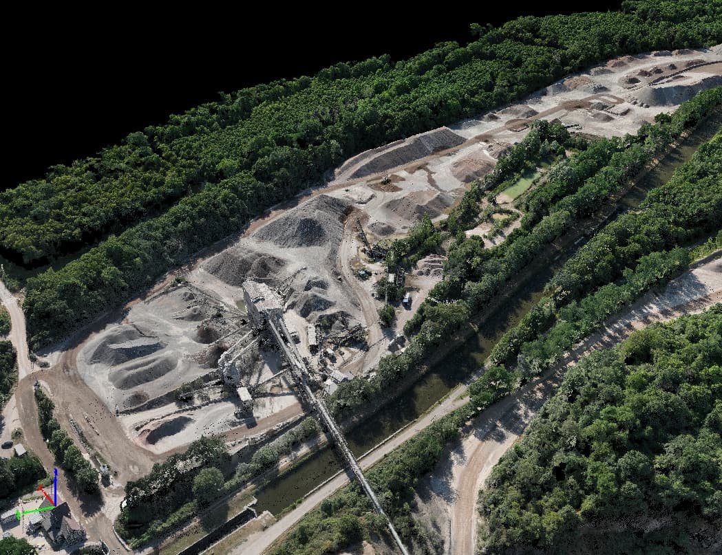 Nuage de points issu d'un relevé photogrammétrique par drone en carrière