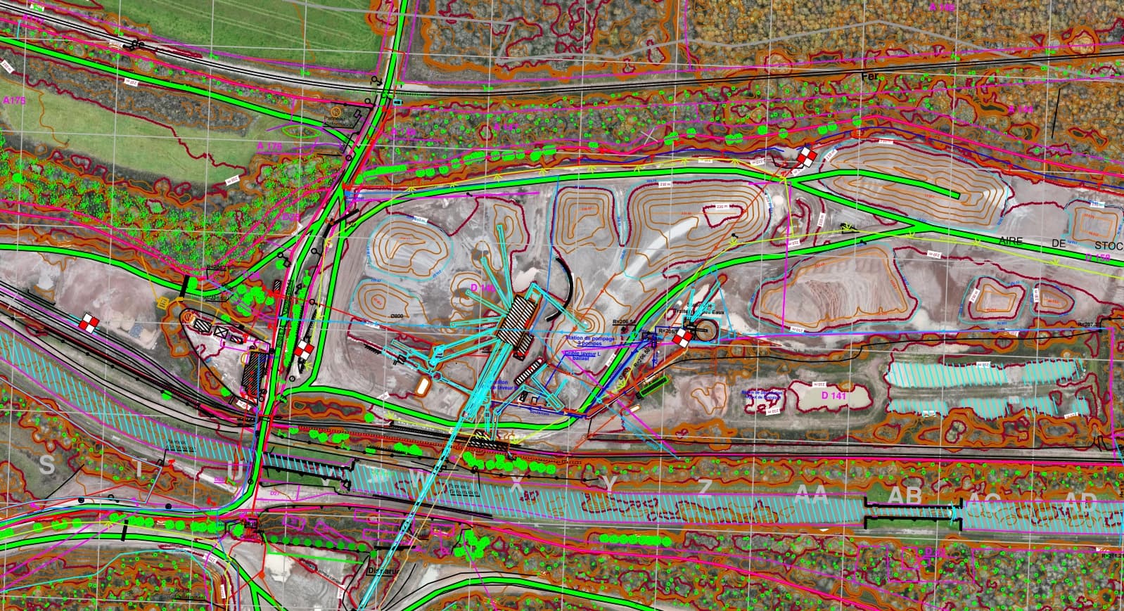 plan topographique réglementaire de carrière produit à partir d'un relevé par drone