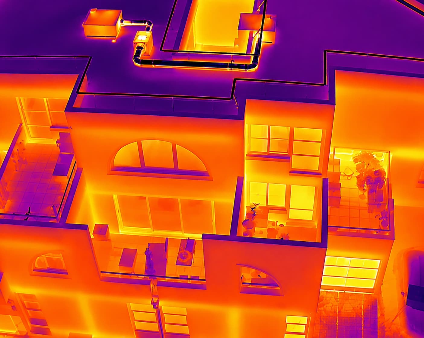 Thermographie par drone d'un bâtiment à Cergy