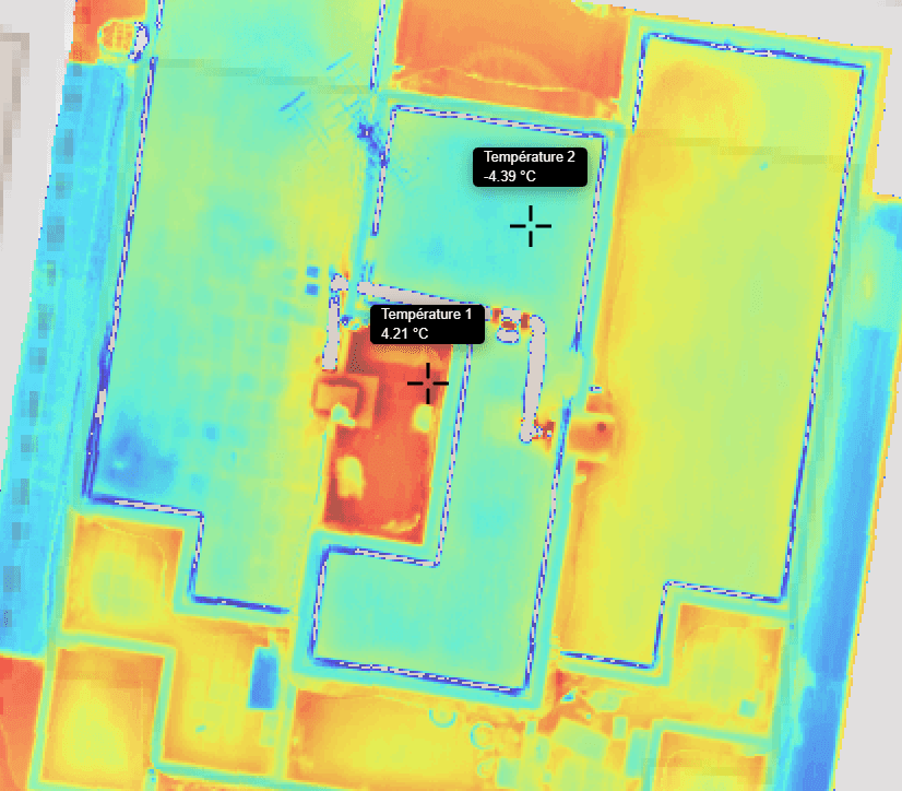 Thermomap de toiture réalisée par drone sur des logements sociaux à Cergy