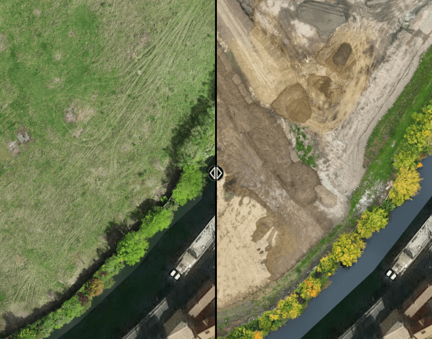 Comparaison d'états d'un site ou chantier à différentes dates
