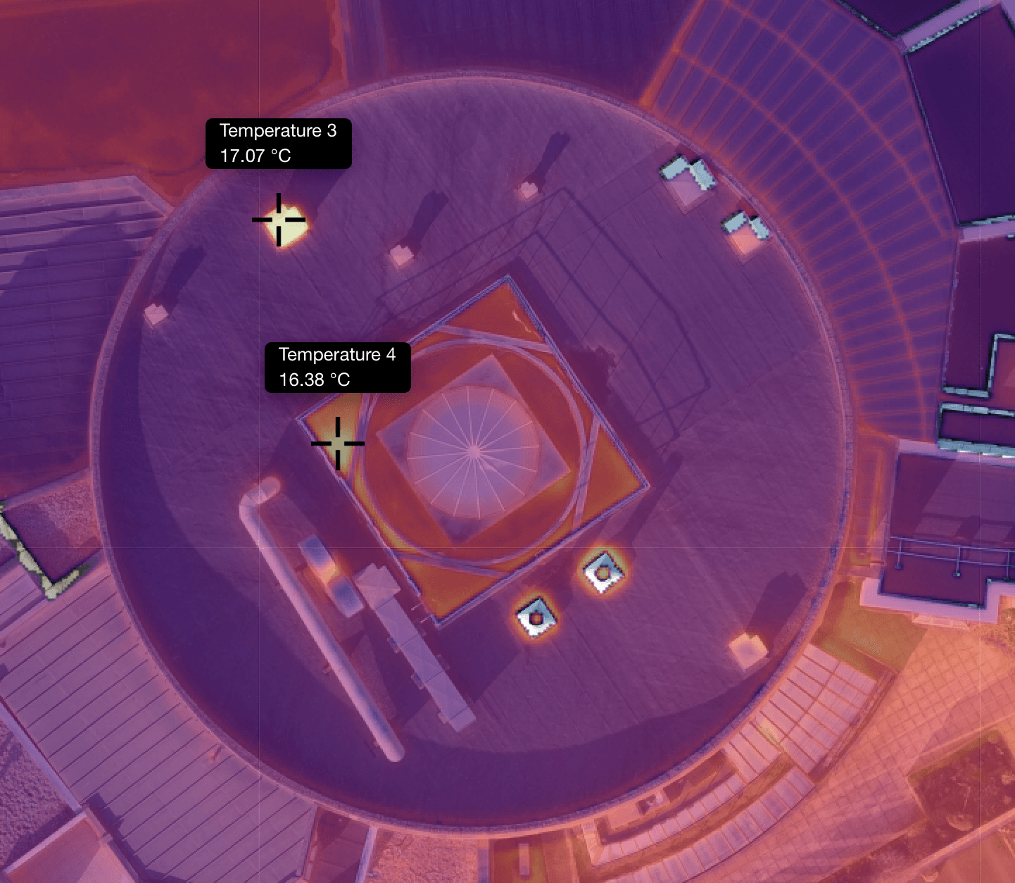 Images thermiques géolocalisées par drone avec écarts de température