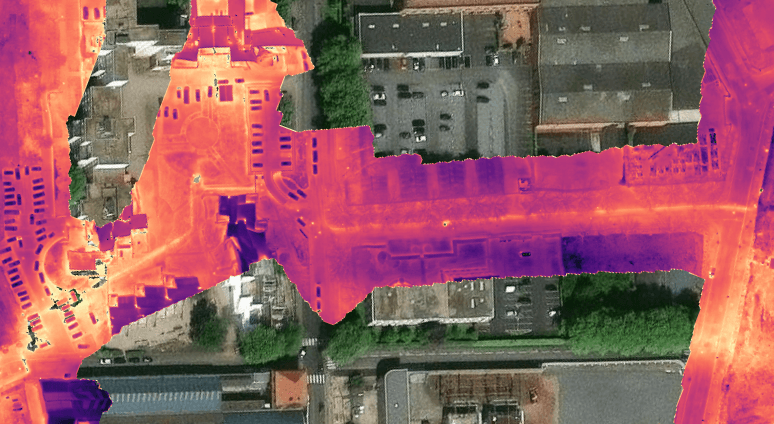 Orthophoto thermique d'une zone urbaine
